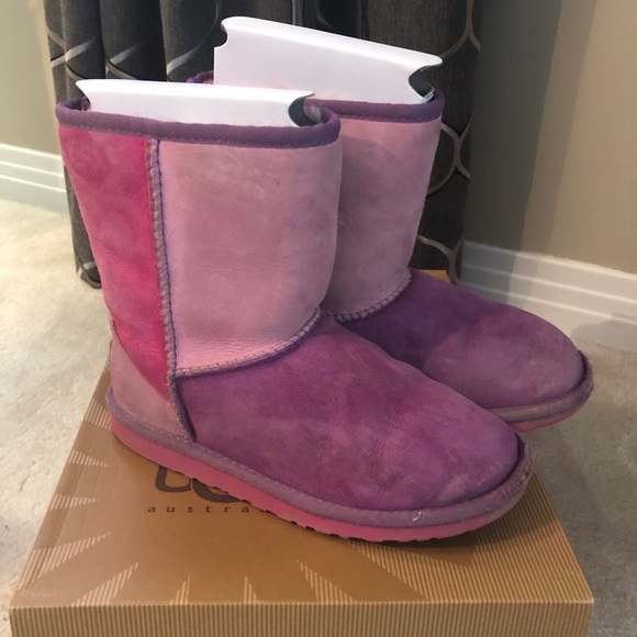Rare UGG Classic Patchwork Girls Size 3 Boots - Picture 4 of 14